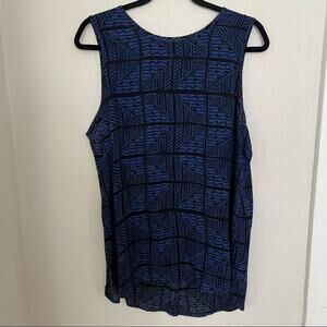 Lucky Brand Black & Blue Geometric Print Sleeveless Tunic Womens Size M